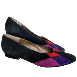 Vintage 80's Suede Colour Block Shoes